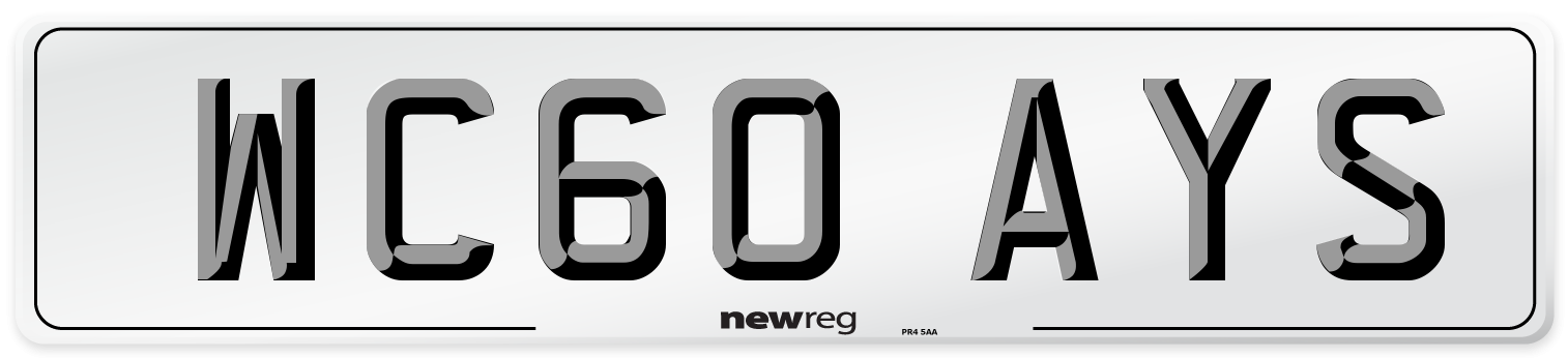 WC60 AYS Number Plate from New Reg